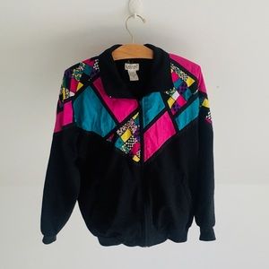 Vintage 80s Color Blocking Jacket Zip Up
